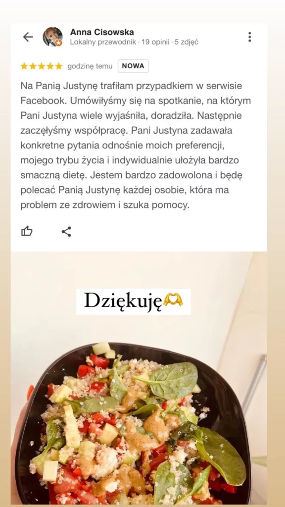 Podziękowana dla Justyny za pomoc dietetyczną